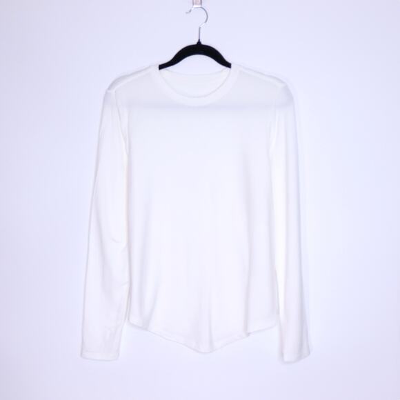LULULEMON Love Long-Sleeve T-Shirt White Classic Fit Cotton Lightweight Womens 8 - Picture 1 of 9